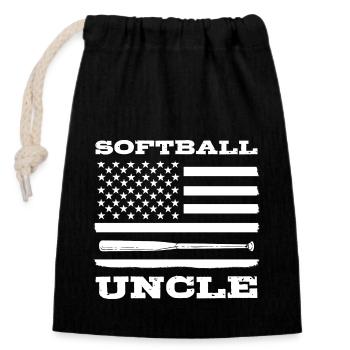 Softball Softball-Spieler Onkel - Verschließbarer Geschenkbeutel aus Baumwolle (14x20cm) - Schwarz - Vorne