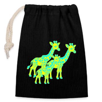 Giraffe Africa Safari Child Kids Retro 80s 90s - Closable cotton gift bag (14x20cm) - black - Front