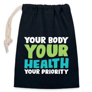 Your Body - Verschließbarer Geschenkbeutel aus Baumwolle (14x20cm) - Navy - Vorne