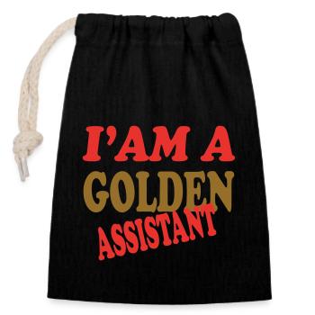 GOLDEN ASSISTANT - Sac cadeau en coton avec cordon (14 x 20 cm) - noir - Devant
