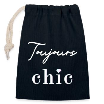 TOUJOURS CHIC - Verschließbarer Geschenkbeutel aus Baumwolle (14x20cm) - Navy - Vorne