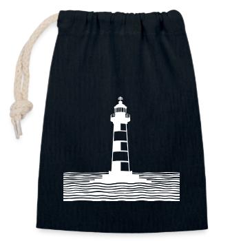Lighthouse 1 white - Closable cotton gift bag (14x20cm) - navy - Front