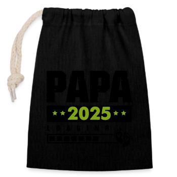 papa 2025 loading - Verschließbarer Geschenkbeutel aus Baumwolle (14x20cm) - Schwarz - Vorne