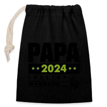 papa 2024 loading - Verschließbarer Geschenkbeutel aus Baumwolle (14x20cm) - Schwarz - Vorne