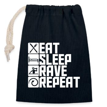 Eat Sleep Rave Repeat Essen Schlafen Raven Spruch - Verschließbarer Geschenkbeutel aus Baumwolle (14x20cm) - Navy - Vorne