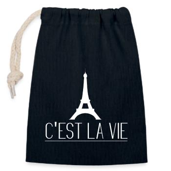 C’est la citation de la vie - Sac cadeau en coton avec cordon (14 x 20 cm) - bleu marine - Devant