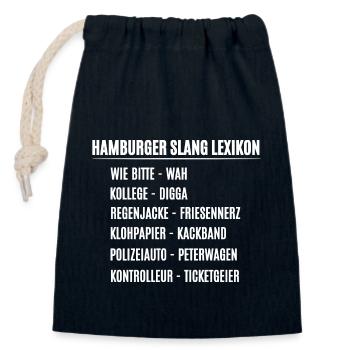 Hamburg Encyclopedia - Closable cotton gift bag (14x20cm) - navy - Front