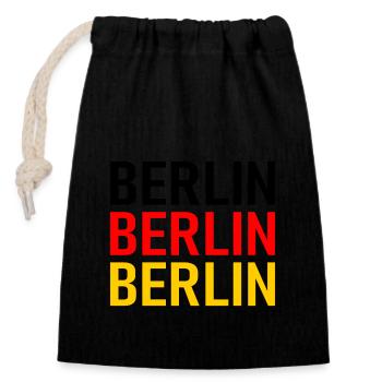 Berlin Deutschland Germany Nationalfarben - Verschließbarer Geschenkbeutel aus Baumwolle (14x20cm) - Schwarz - Vorne