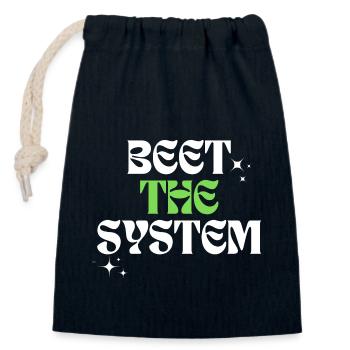 Beet the system - Closable cotton gift bag (14x20cm) - navy - Front