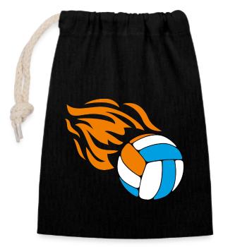 Fliegender flammender Volleyball - Verschließbarer Geschenkbeutel aus Baumwolle (14x20cm) - Schwarz - Vorne