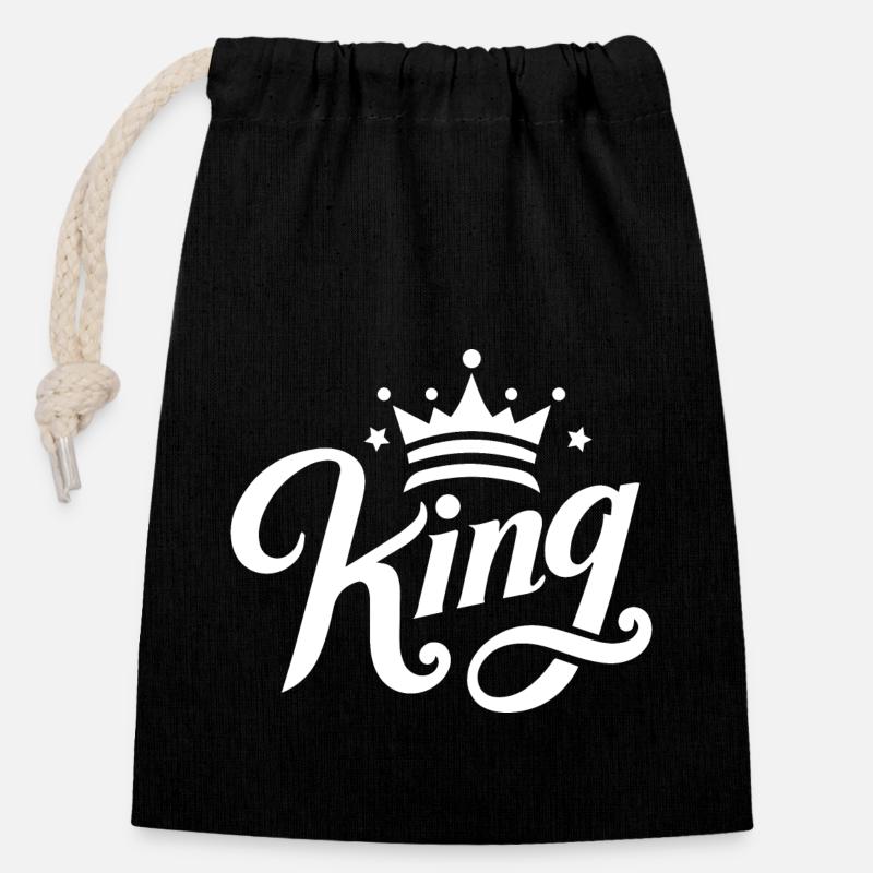 King - Closable cotton gift bag (14x20cm) - black
