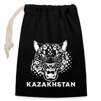 Kasachstan UdSSR Zentralasien National Tier - Verschließbarer Geschenkbeutel aus Baumwolle (14x20cm) - Schwarz - Vorne