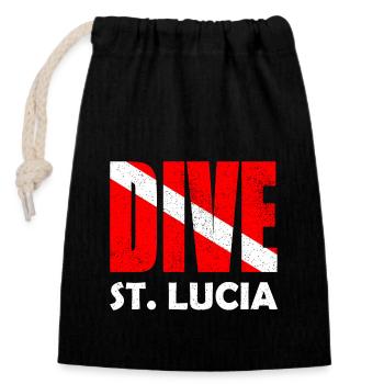 Dive St. Lucia - Diver Down Flag Scuba Diving - Closable cotton gift bag (14x20cm) - black - Front