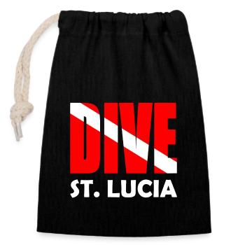 Dive St. Lucia - Diver Down Flag Scuba Diving - Sac cadeau en coton avec cordon (14 x 20 cm) - noir - Devant