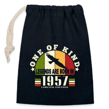 Legend Born 1957 Birthday 67 Years - Closable cotton gift bag (14x20cm) - navy - Front