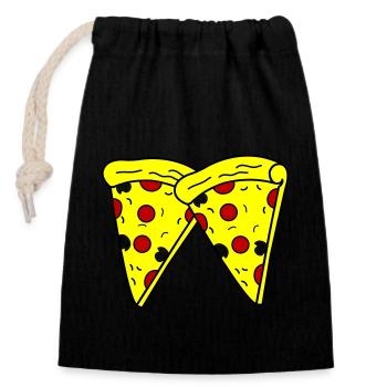 Pizza 2 - Sac cadeau en coton avec cordon (14 x 20 cm) - noir - Devant