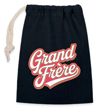Grand frère - Sac cadeau en coton avec cordon (14 x 20 cm) - bleu marine - Devant