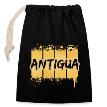 Gift for Antigua - Closable cotton gift bag (14x20cm) - black - Front
