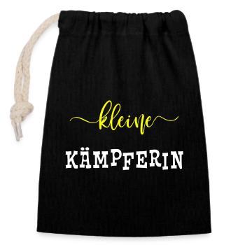 Kleine Kämpferin - Mädchenpower - Verschließbarer Geschenkbeutel aus Baumwolle (14x20cm) - Schwarz - Vorne