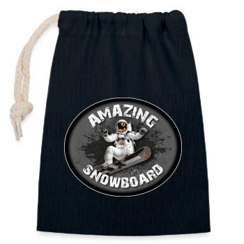 AMAZING SNOWBOARD - Closable cotton gift bag (14x20cm) - navy - Front