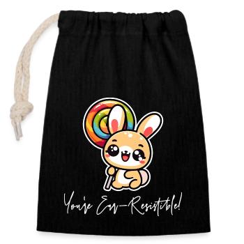 You're Ear-Resistible! - Closable cotton gift bag (14x20cm) - black - Front