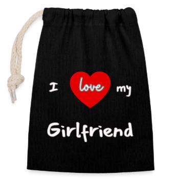 J’aime ma copine - Sac cadeau en coton avec cordon (14 x 20 cm) - noir - Devant