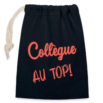 COLLEGUE. DEPART. EMPLOI. HUMOUR. MANAGER. CHEF - Sac cadeau en coton avec cordon (14 x 20 cm) - bleu marine - Devant