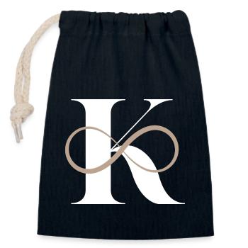 Infinite letter k - Closable cotton gift bag (14x20cm) - navy - Front