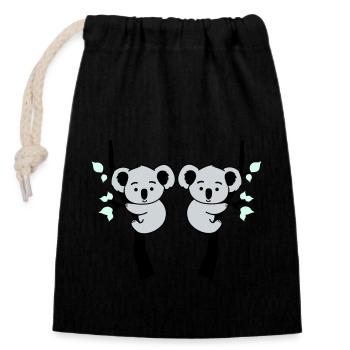 Koala Bear Comic Tree 2 - Closable cotton gift bag (14x20cm) - black - Front