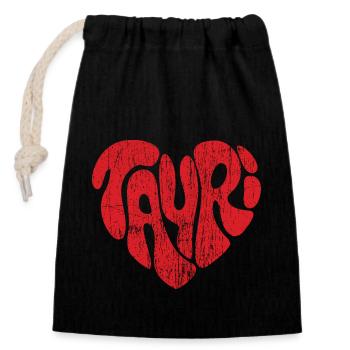 Tayri (Thayri) - Sac cadeau en coton avec cordon (14 x 20 cm) - noir - Devant