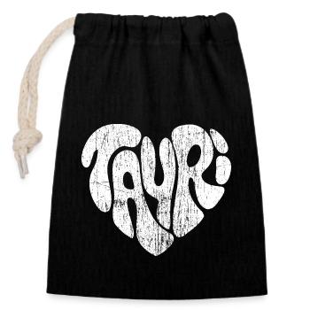 Tayri (Thayri) - Sac cadeau en coton avec cordon (14 x 20 cm) - noir - Devant