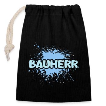 Job Builder - Closable cotton gift bag (14x20cm) - black - Front
