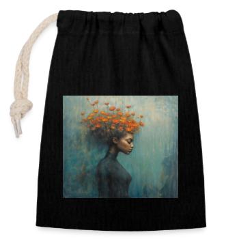 Bien-être mental - Sac cadeau en coton avec cordon (14 x 20 cm) - noir - Devant