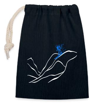 Berg Skifahrer Silhouette Mountain Skier - Verschließbarer Geschenkbeutel aus Baumwolle (14x20cm) - Navy - Vorne