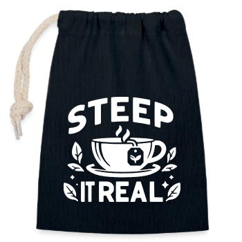 Steep It Real - Closable cotton gift bag (14x20cm) - navy - Front
