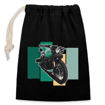 Bobber // Custom // Motorcycle - Closable cotton gift bag (14x20cm) - black - Front