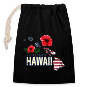Hawaii United States Retro Wall Map Vintage - Closable cotton gift bag (14x20cm) - black - Front
