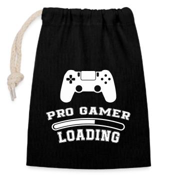 Pro Gamer Loading - Verschließbarer Geschenkbeutel aus Baumwolle (14x20cm) - Schwarz - Vorne