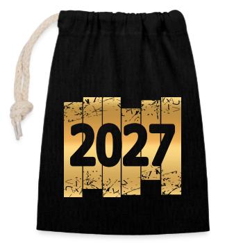 2027 - Sac cadeau en coton avec cordon (14 x 20 cm) - noir - Devant