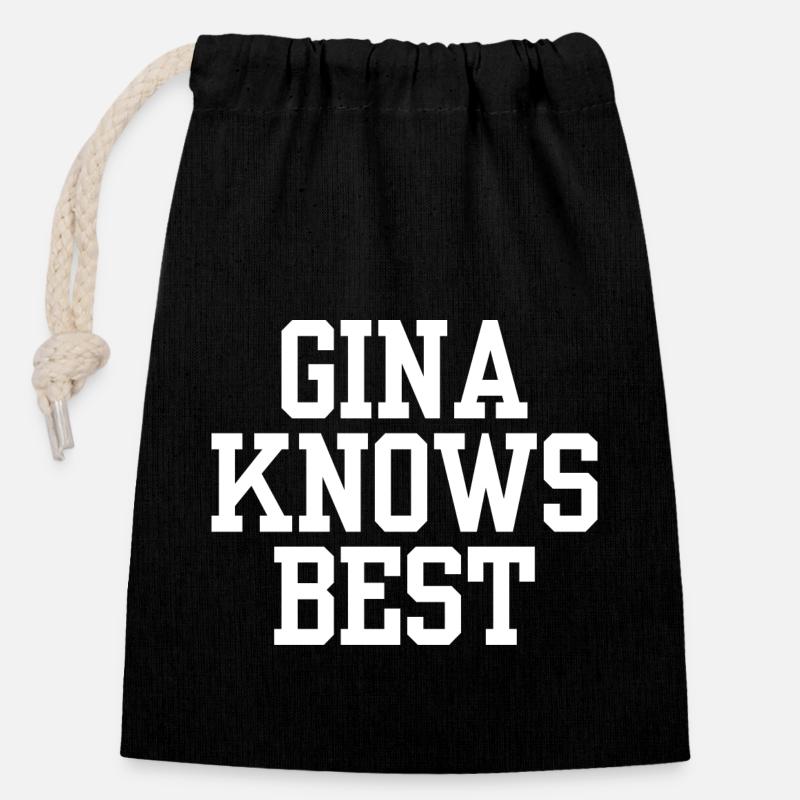 GINA KNOWS BEST - Sac cadeau en coton avec cordon (14 x 20 cm) - noir