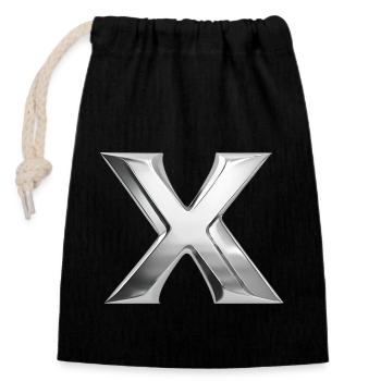 Chrome ,, X " Metallic - Closable cotton gift bag (14x20cm) - black - Front
