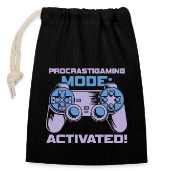 Gamer Procrastimode de jeu activé - Sac cadeau en coton avec cordon (14 x 20 cm) - noir - Devant