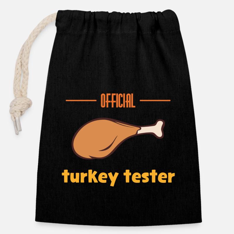 Turkey Tester - Closable cotton gift bag (14x20cm) - black