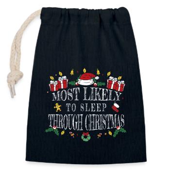Most Likely to Sleep Through Christmas - Closable cotton gift bag (14x20cm) - navy - Front