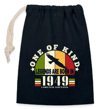 Legend Born 1949 Birthday 75 Years - Closable cotton gift bag (14x20cm) - navy - Front
