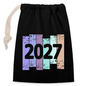 2027 - Closable cotton gift bag (14x20cm) - black - Front