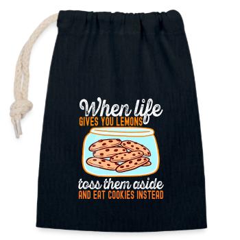 Keks essen Kekse statt Teig Keks - Verschließbarer Geschenkbeutel aus Baumwolle (14x20cm) - Navy - Vorne