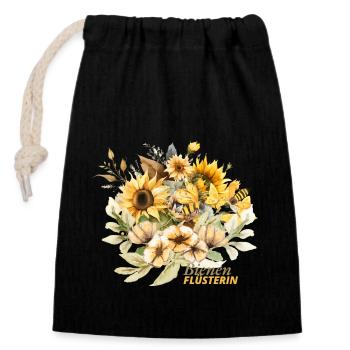 Chuchoteur d’abeilles - Sac cadeau en coton avec cordon (14 x 20 cm) - noir - Devant