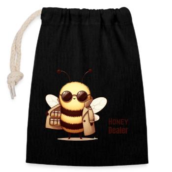 Honeydealer - Closable cotton gift bag (14x20cm) - black - Front