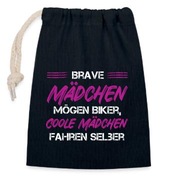 Brave Mädchen – Erobern die Straße - Verschließbarer Geschenkbeutel aus Baumwolle (14x20cm) - Navy - Vorne